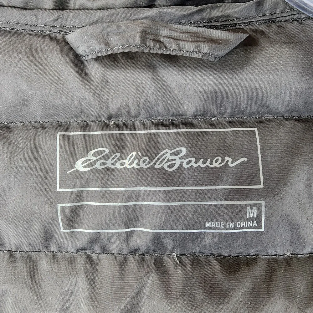 Eddie Bauer Goose Down Puffer Jacket Mens M Black EB650 Chest Pocket Nice!